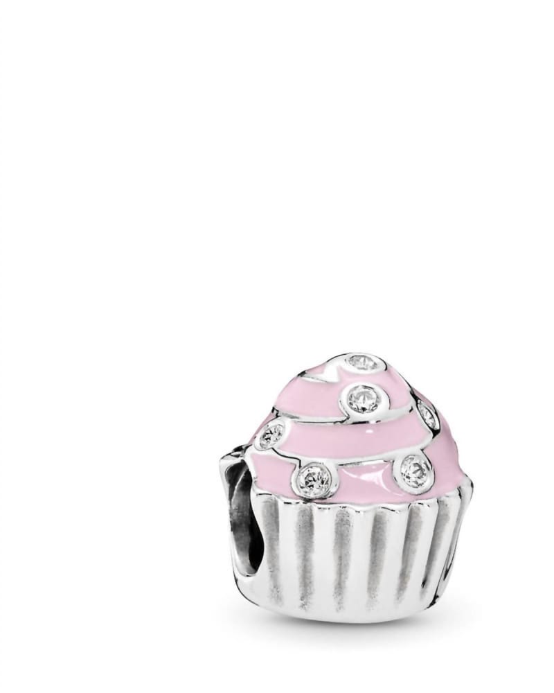 Front of a size O/S Sweet Cupcake Charm in Pink in Pink by Pandora. | dia_product_style_image_id:331037